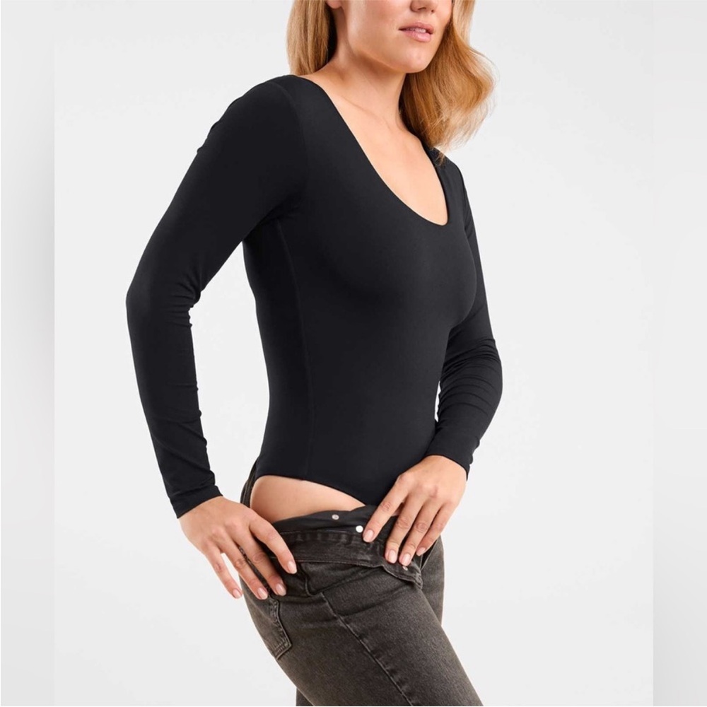 Nuuds Black Scoop Neck Long Sleeve Bodysuit